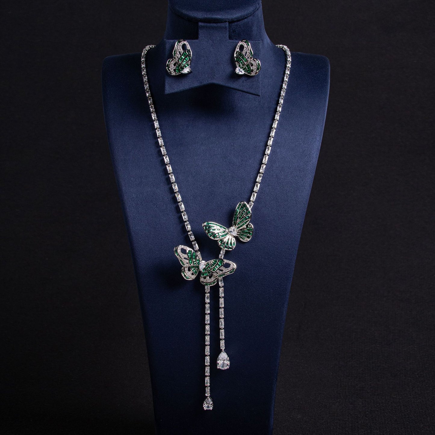 Fairy Butterfly Tassel Necklace Light Luxury Butterfly Fairy Long Earrings Set