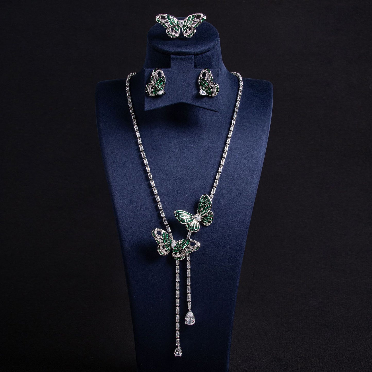 Fairy Butterfly Tassel Necklace Light Luxury Butterfly Fairy Long Earrings Set