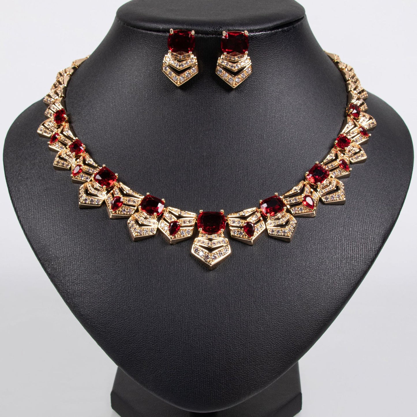 Bridal Accessories Necklace Fashion Zircon Haute Couture Jewelry Women's Necklace Earrings High-end Two-piece Set