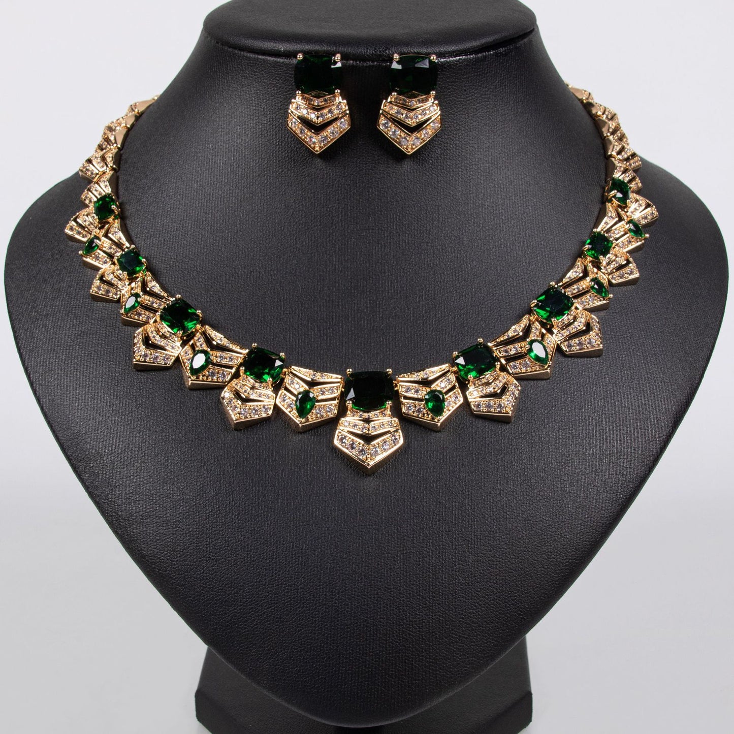 Bridal Accessories Necklace Fashion Zircon Haute Couture Jewelry Women's Necklace Earrings High-end Two-piece Set