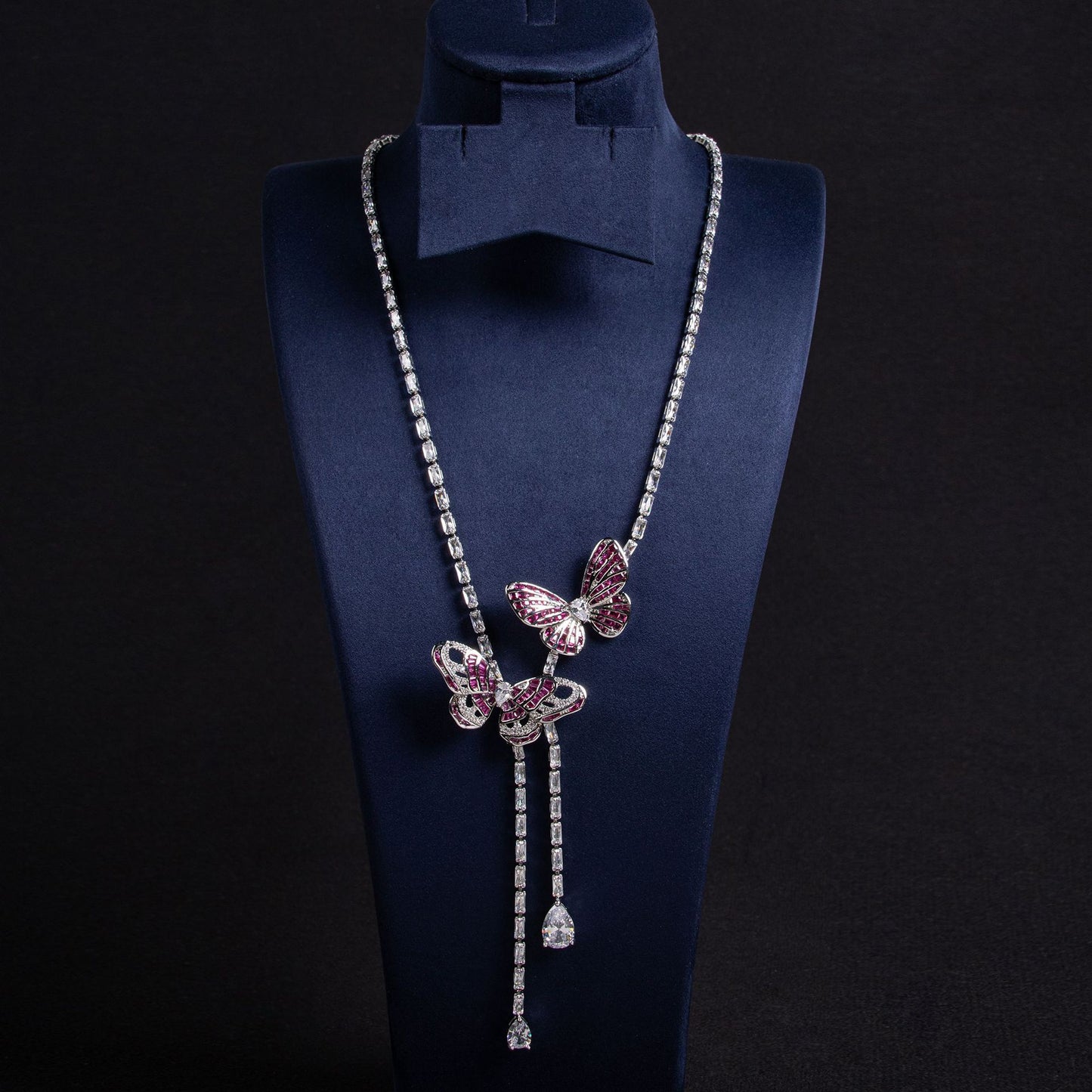 Fairy Butterfly Tassel Necklace Light Luxury Butterfly Fairy Long Earrings Set