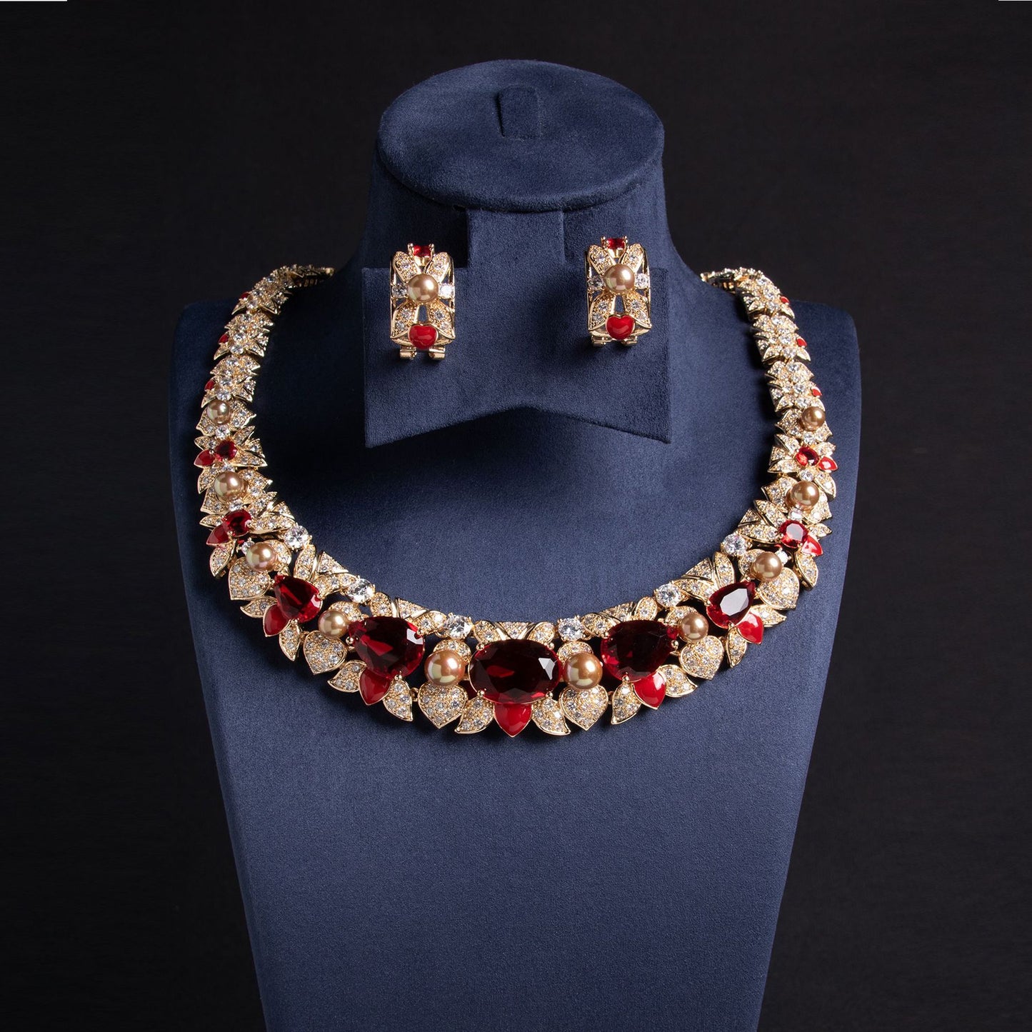 Heavy Industry Irregular Geometric Square Full Zircon Necklace Premium Temperament Set Jewelry