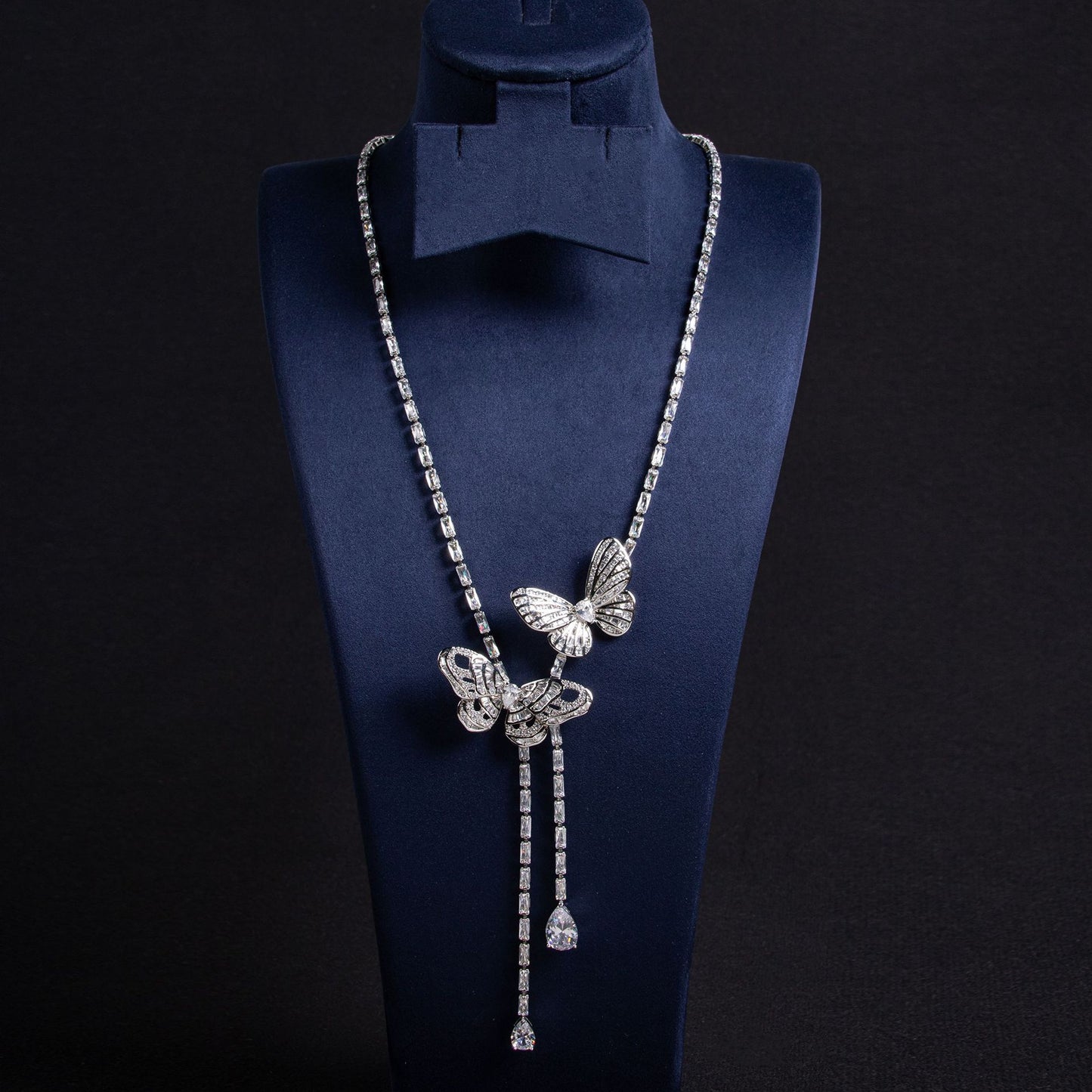 Fairy Butterfly Tassel Necklace Light Luxury Butterfly Fairy Long Earrings Set