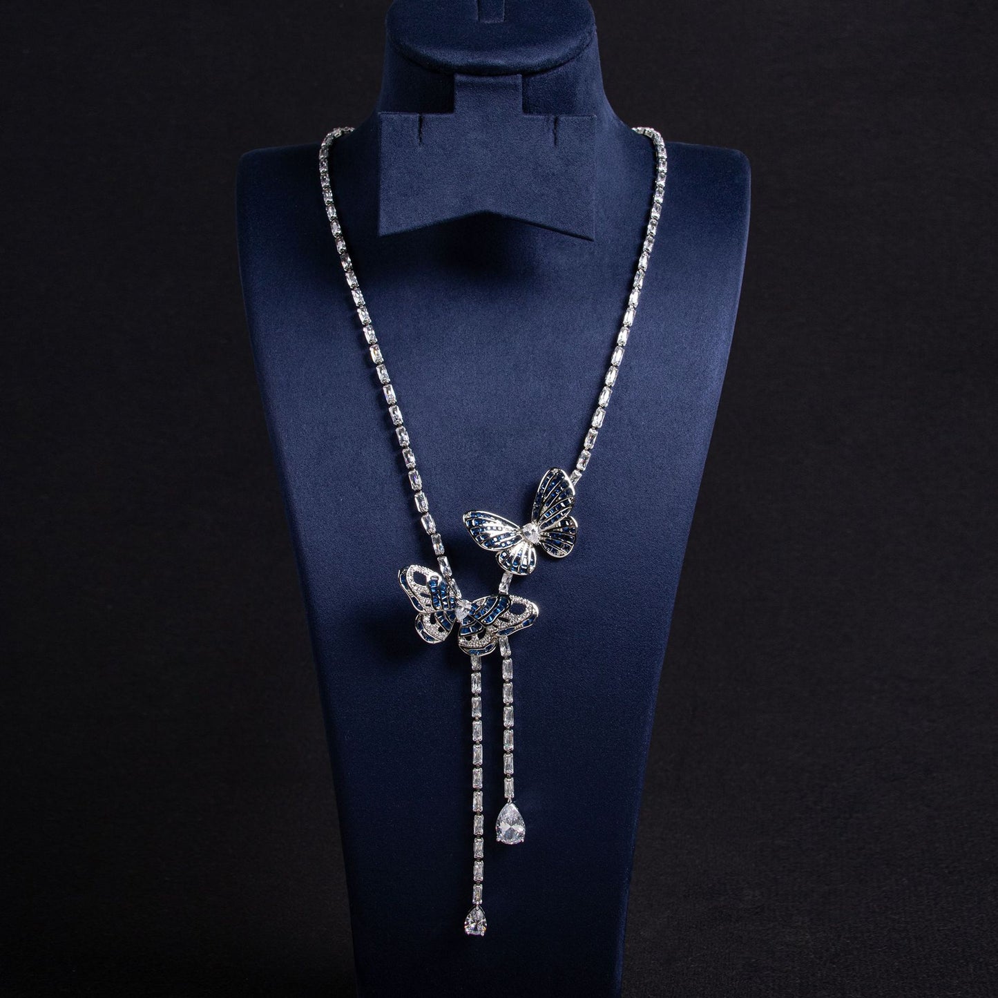 Fairy Butterfly Tassel Necklace Light Luxury Butterfly Fairy Long Earrings Set