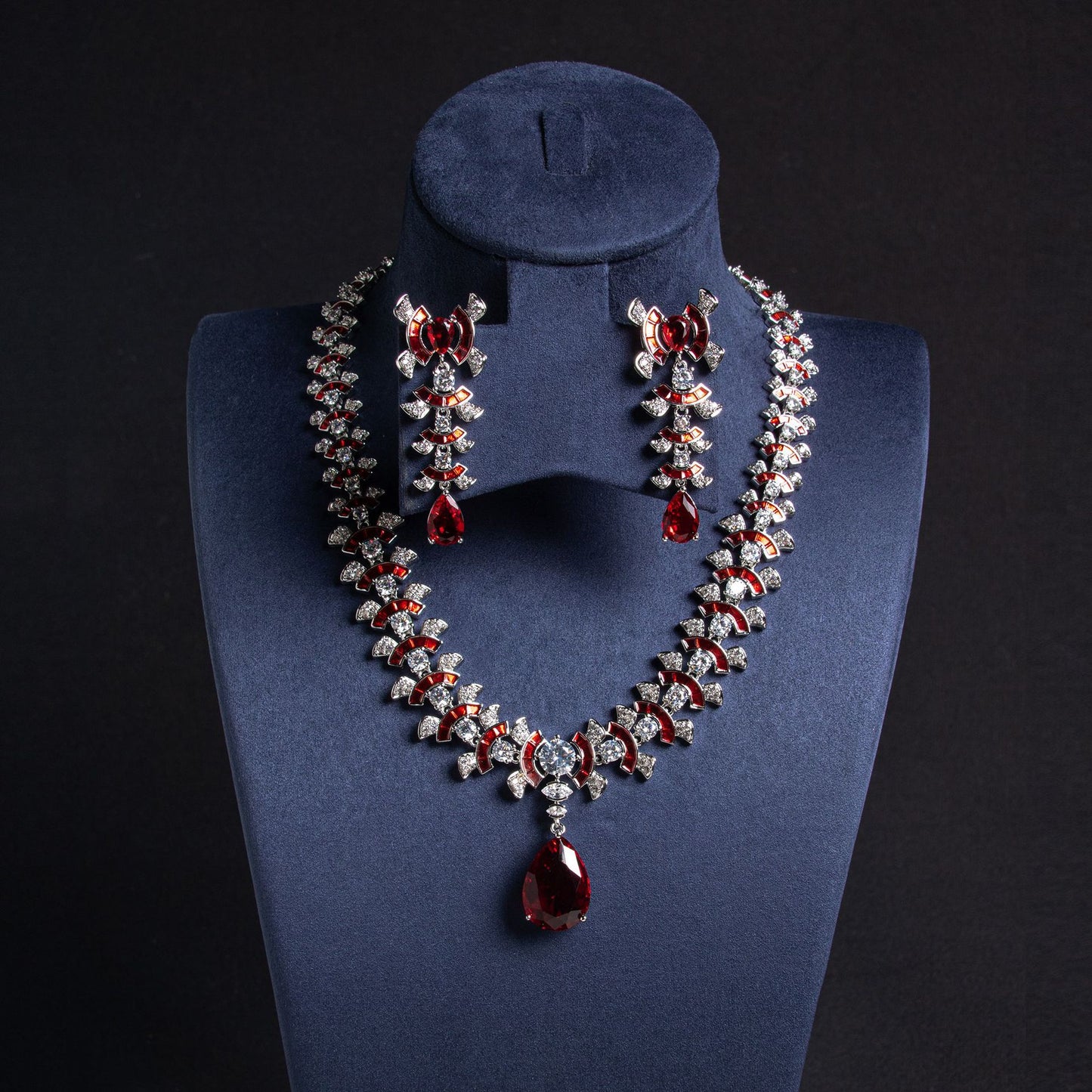 Haute couture jewelry necklace earrings ring bracelet four-piece banquet luxury versatile jewelry women