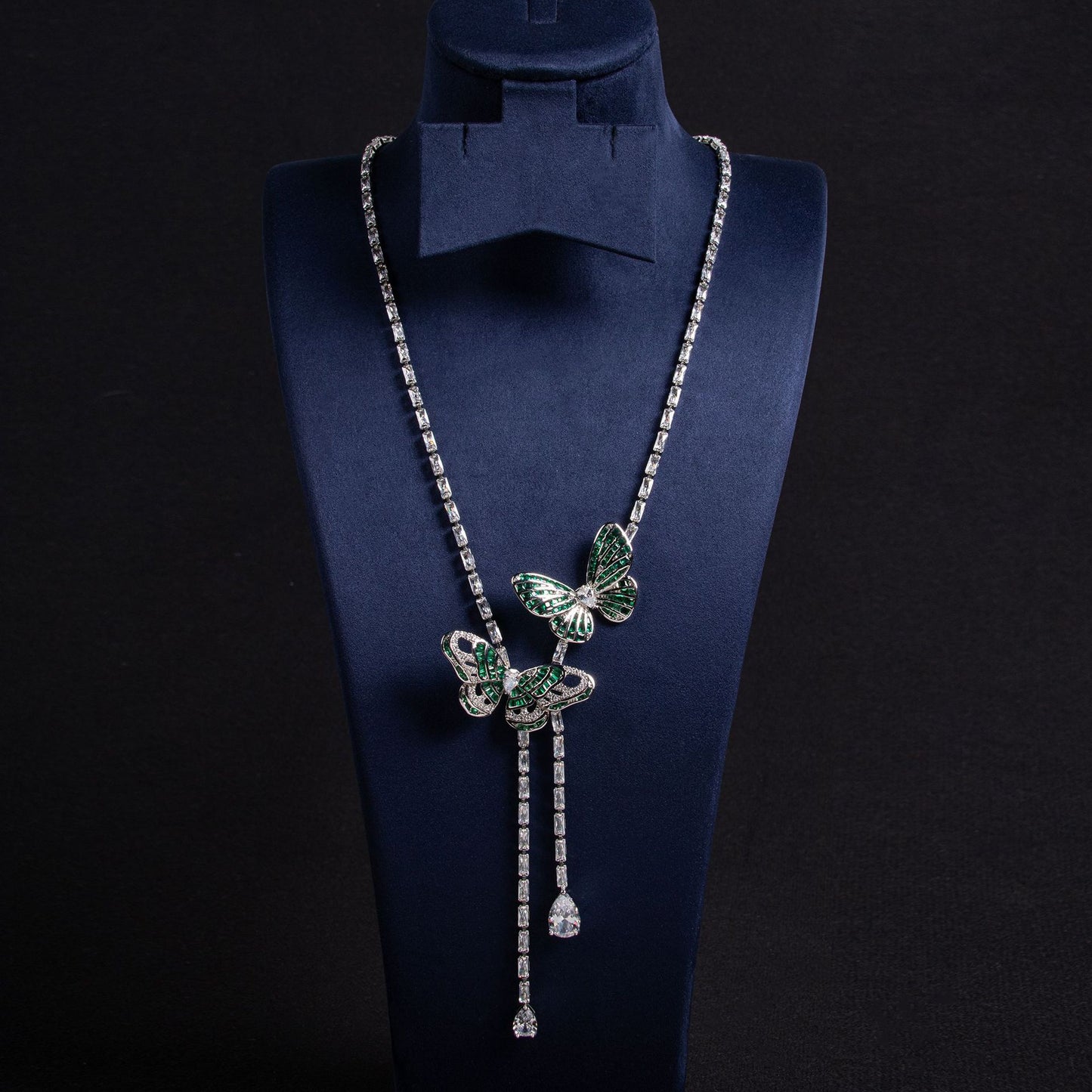 Fairy Butterfly Tassel Necklace Light Luxury Butterfly Fairy Long Earrings Set