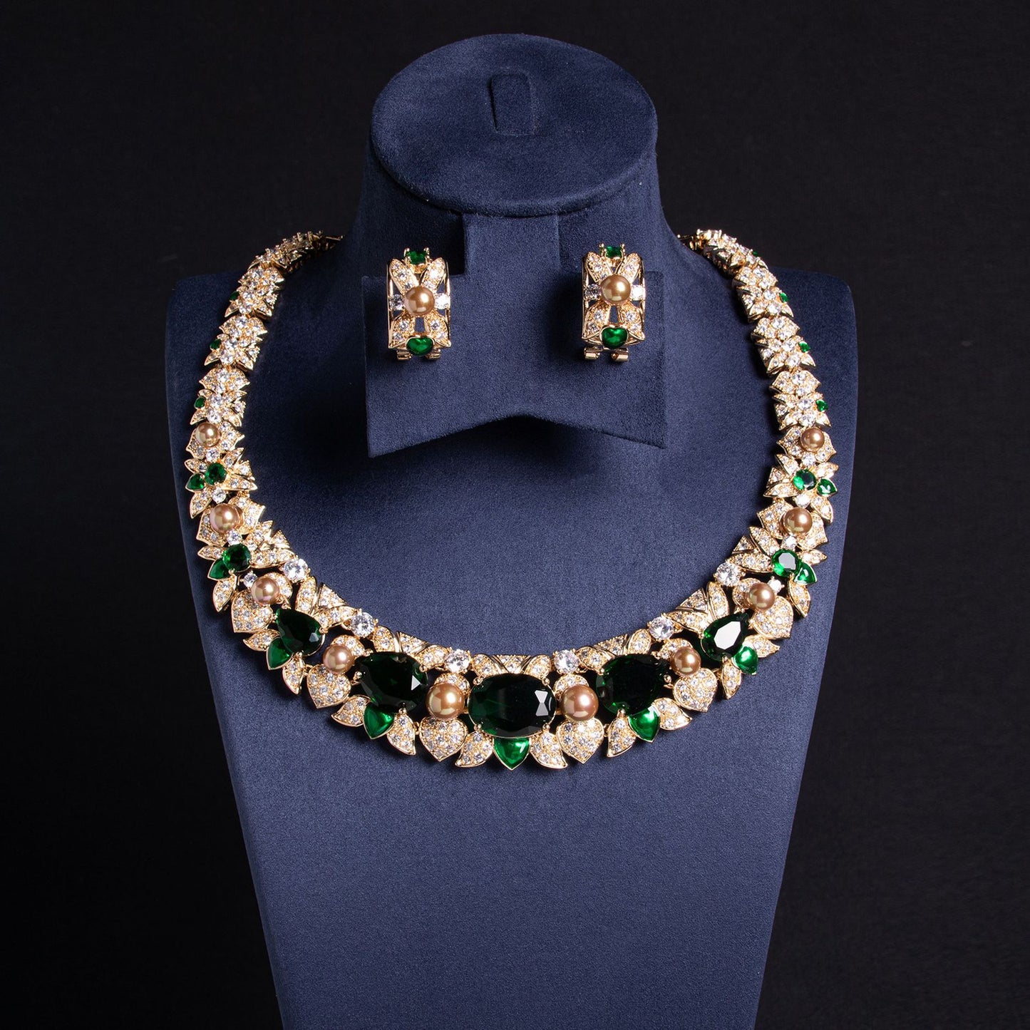 Heavy Industry Irregular Geometric Square Full Zircon Necklace Premium Temperament Set Jewelry