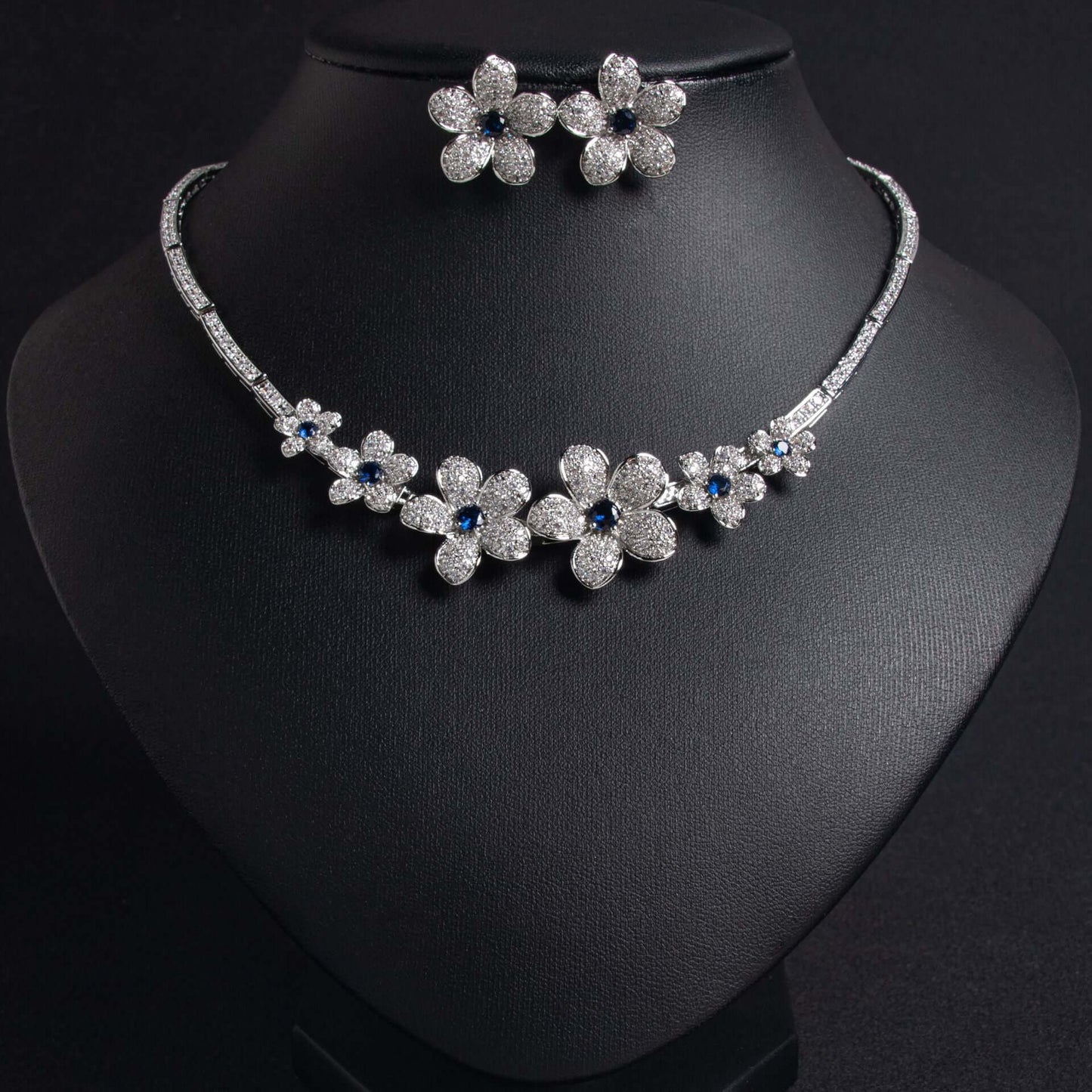 Necklace Earrings Set Fashion Luxury Zircon Flower Wedding Dress Accessories Bridal Necklace Set Wedding Jewelry