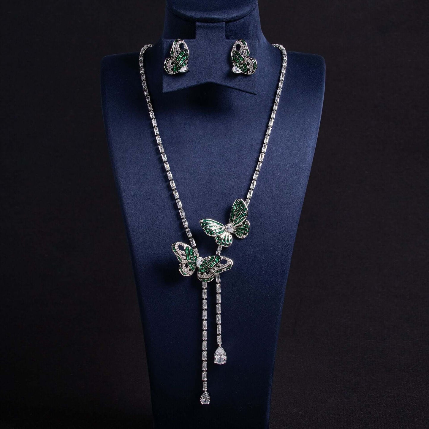 Fairy Butterfly Tassel Necklace Light Luxury Butterfly Fairy Long Earrings Set