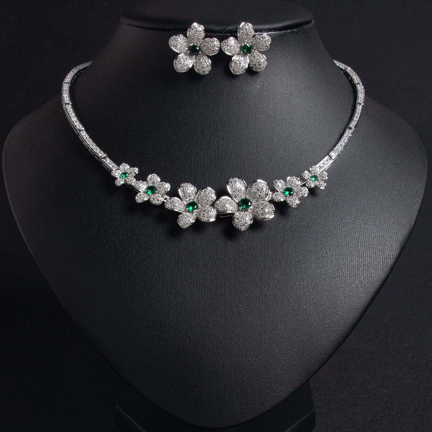 Necklace Earrings Set Fashion Luxury Zircon Flower Wedding Dress Accessories Bridal Necklace Set Wedding Jewelry