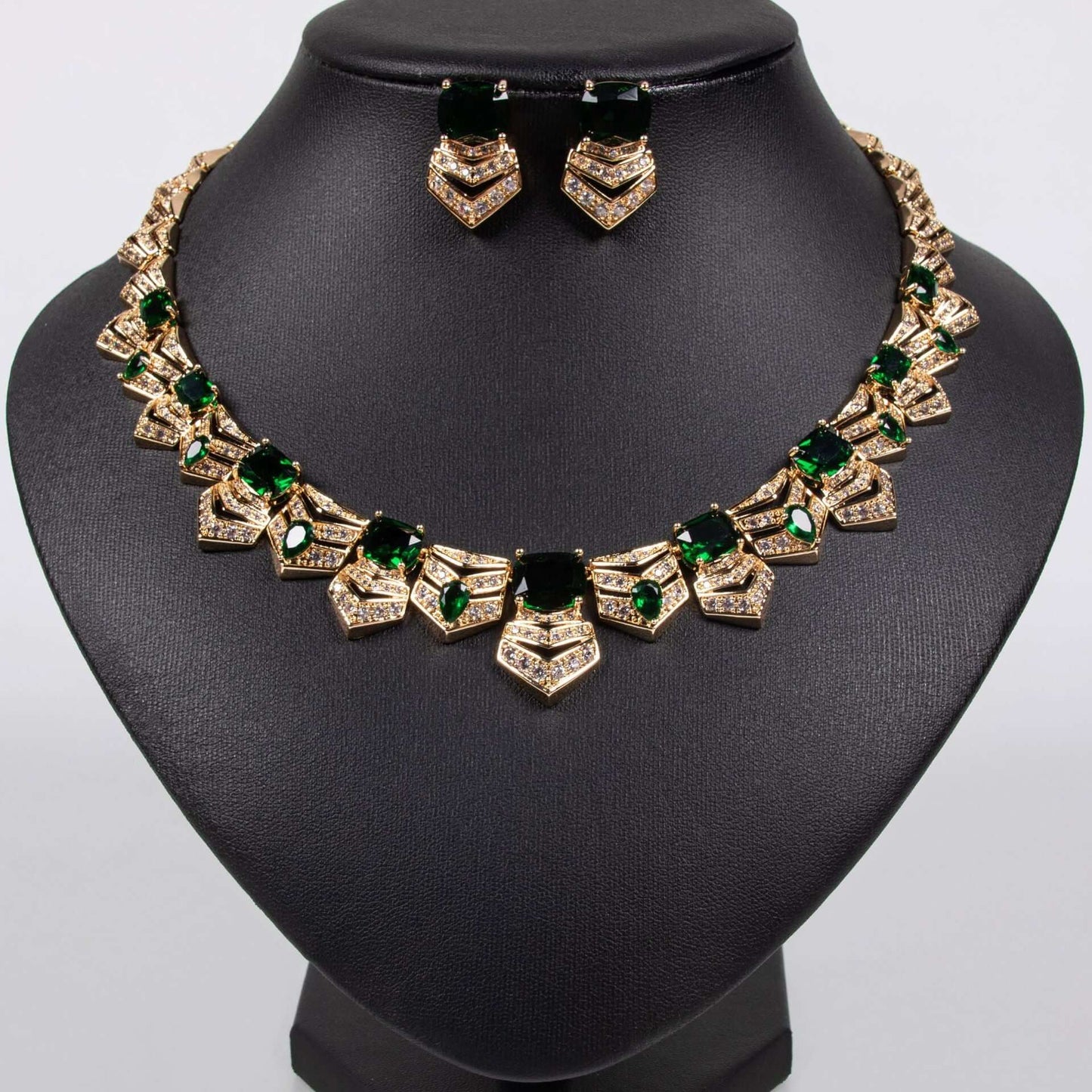 Bridal Accessories Necklace Fashion Zircon Haute Couture Jewelry Women's Necklace Earrings High-end Two-piece Set