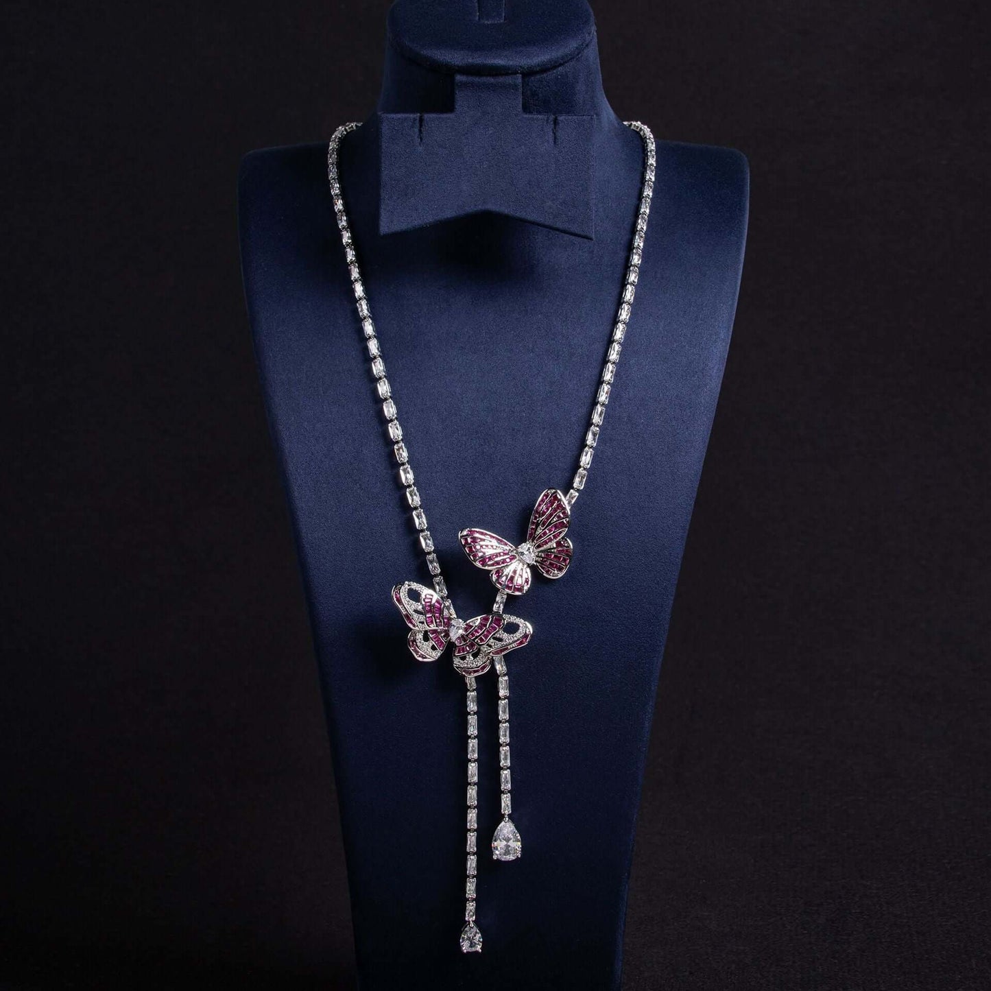 Fairy Butterfly Tassel Necklace Light Luxury Butterfly Fairy Long Earrings Set