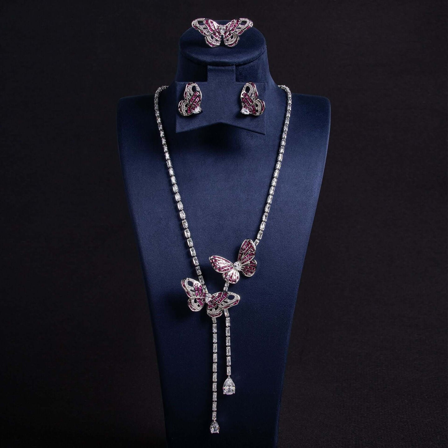 Fairy Butterfly Tassel Necklace Light Luxury Butterfly Fairy Long Earrings Set