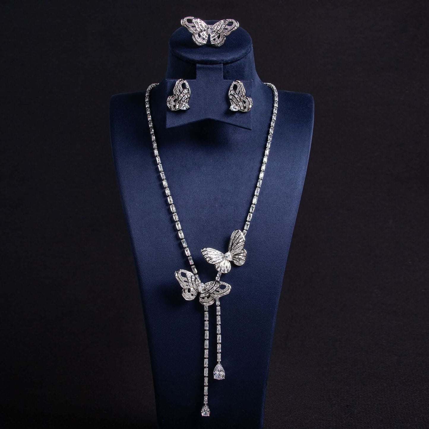 Fairy Butterfly Tassel Necklace Light Luxury Butterfly Fairy Long Earrings Set
