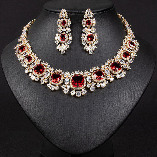 Noble luxury necklace jewelry bridal banquet set set with AAA zircon jewelry set women