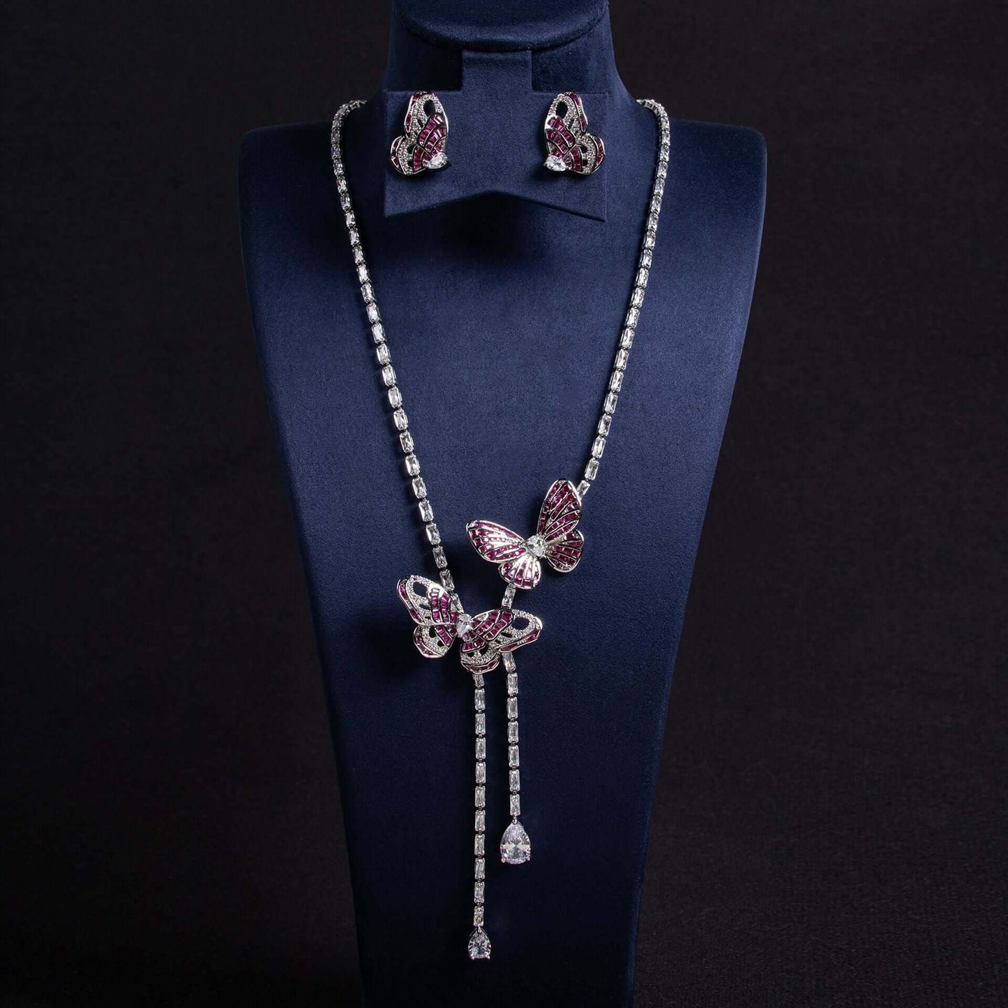 Fairy Butterfly Tassel Necklace Light Luxury Butterfly Fairy Long Earrings Set
