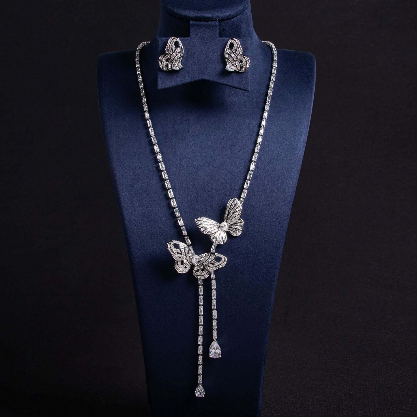 Fairy Butterfly Tassel Necklace Light Luxury Butterfly Fairy Long Earrings Set