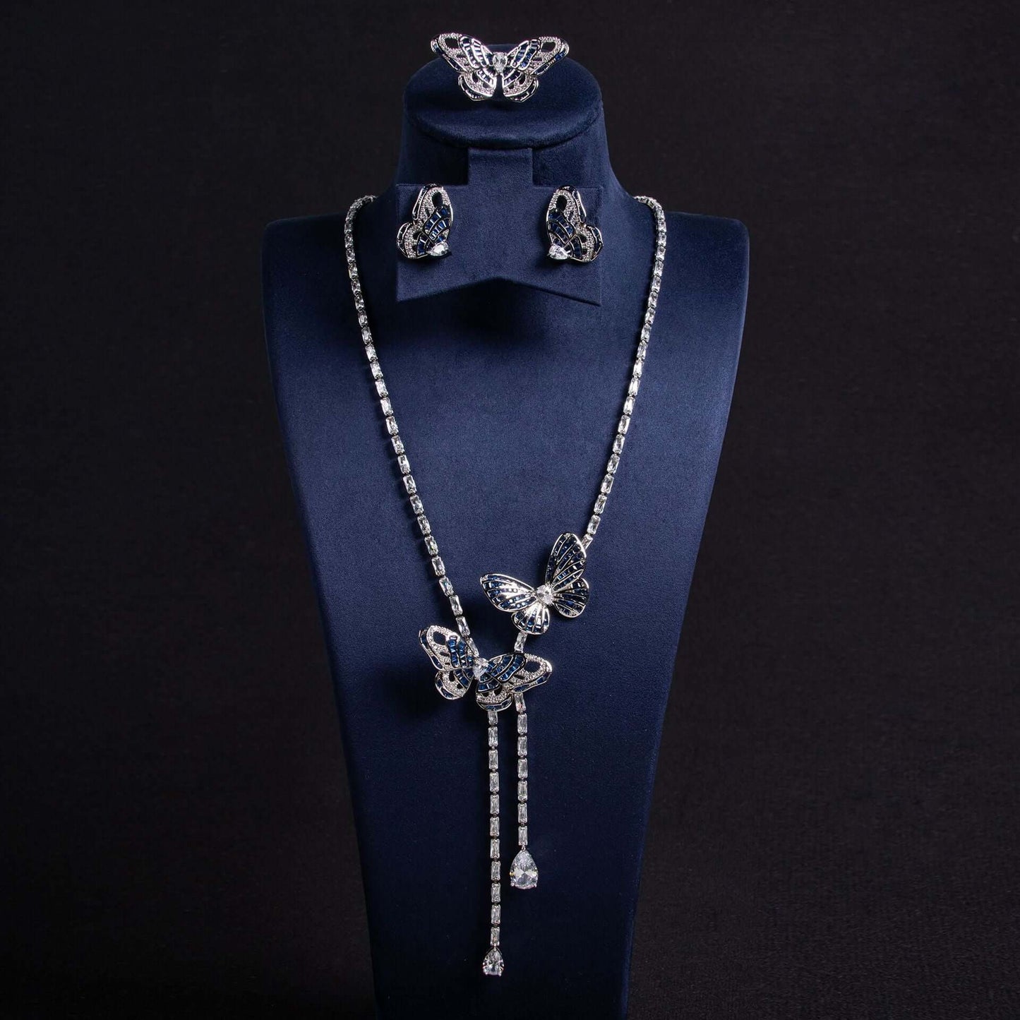 Fairy Butterfly Tassel Necklace Light Luxury Butterfly Fairy Long Earrings Set
