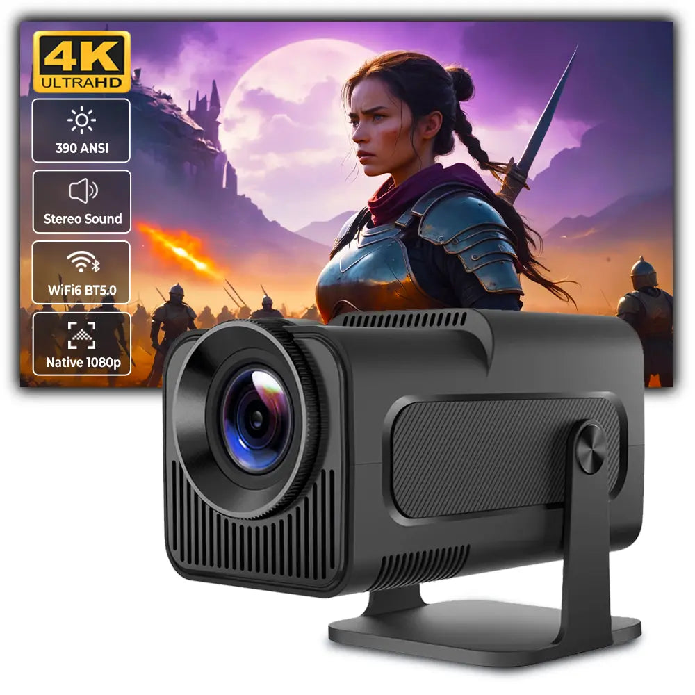 HY320 Native 1080P Smart WiFi Projector with Bluetooth, 4K Supported Mini Projector, Auto Vertical Keystone, 5W Speaker, 180° Rotatable Home Theater Projector for Bedroom Movies, Gaming and Soccer Nights