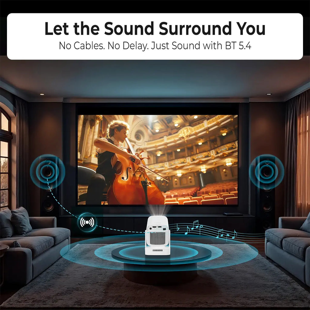 HY260 PRO Mini Smart WiFi Projector, Native 1080P Portable Projector with Bluetooth 5.4, WiFi 6, Android 11, Google Assistant, Auto Keystone, 180° Rotation for Bedroom Movies, Gaming and Home Theater