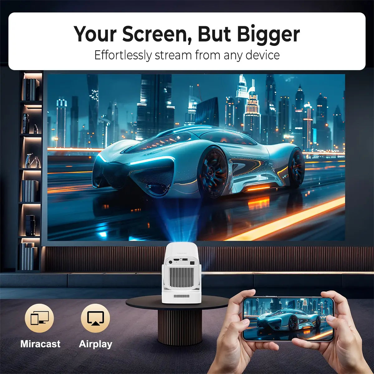 HY260 PRO Mini Smart WiFi Projector, Native 1080P Portable Projector with Bluetooth 5.4, WiFi 6, Android 11, Google Assistant, Auto Keystone, 180° Rotation for Bedroom Movies, Gaming and Home Theater