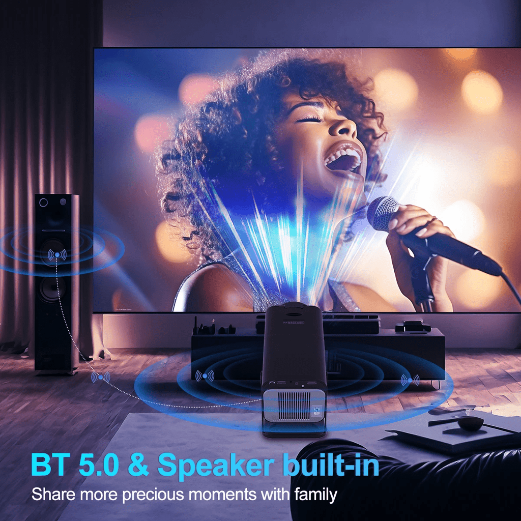 HY320 Native 1080P Smart WiFi Projector with Bluetooth, 4K Supported Mini Projector, Auto Vertical Keystone, 5W Speaker, 180° Rotatable Home Theater Projector for Bedroom Movies, Gaming and Soccer Nights