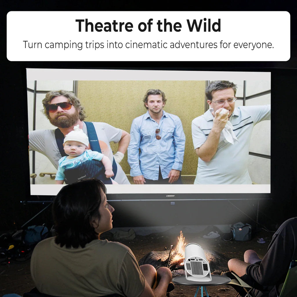 HY300 Portable WiFi Projector with Bluetooth, 4K Supported Mini Projector, 180° Rotatable Smart Projector for Home Theater, Bedroom Movie Nights, Gaming and Soccer Watch Parties
